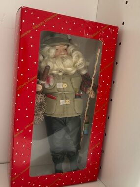 Vintage Dillards Trimmings Fishing Santa Claus figurine NWB
